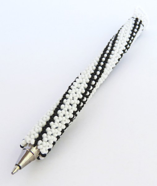 african beaded pen black white