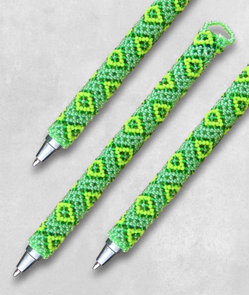 african beaded pen green5