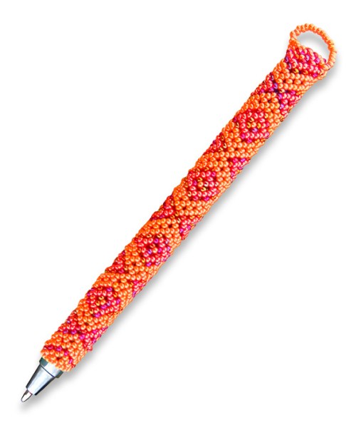 african beaded pen orange1