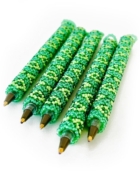 african-beaded-pens-diamond-green