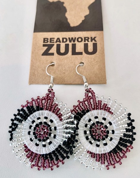 Circle Earrings Purple Silver Black