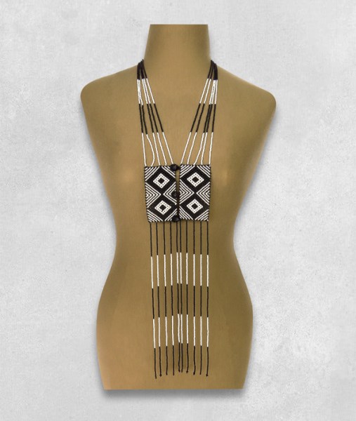 Black White Scarf Necklace Black White