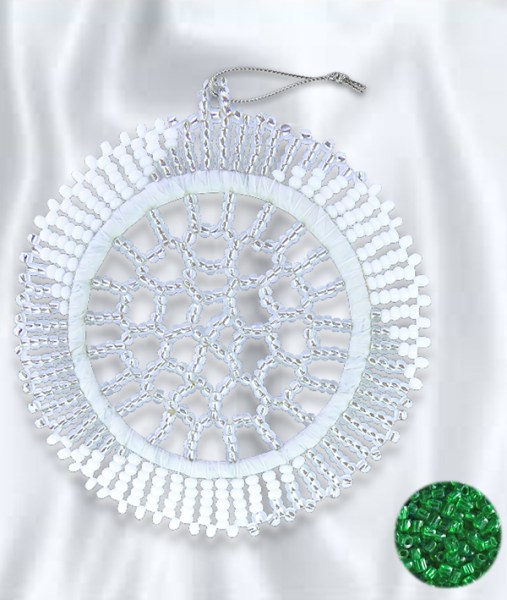African Beaded Christmas Lace Snowflake Green