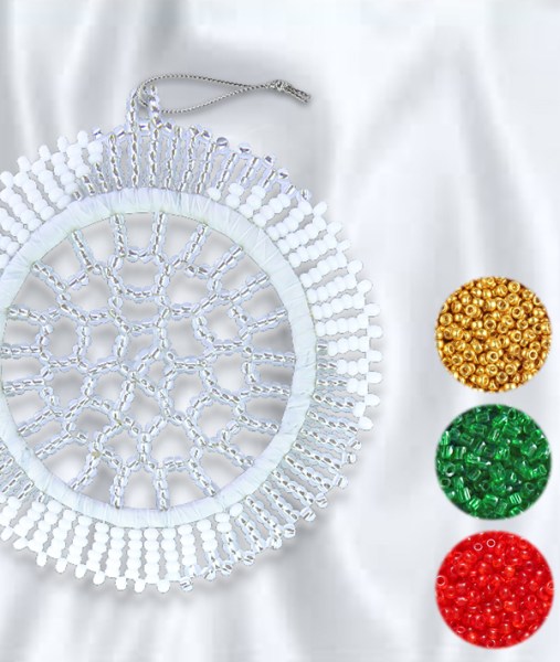 African Beaded Christmas Lace Snowflake Red Green Gold