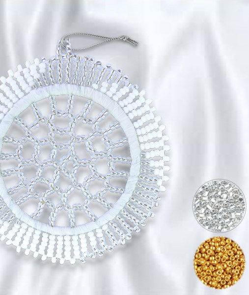 African Beaded Christmas Lace Snowflake Silver Gold