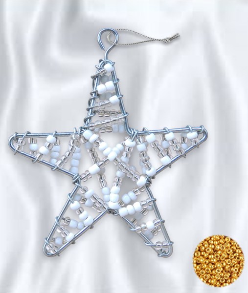African Beaded Christmas Star 3 Gold