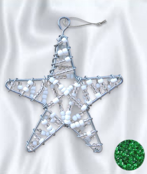 African Beaded Christmas Star 3 Green