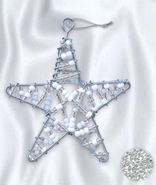 African Beaded Christmas Star 3 Silver