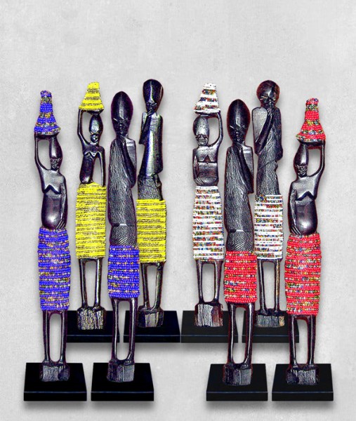 SMALL African Beaded Statues Pair