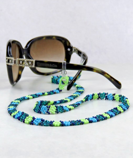 Beaded Sunglass Lanyards Lime Nebula Aqua Jade