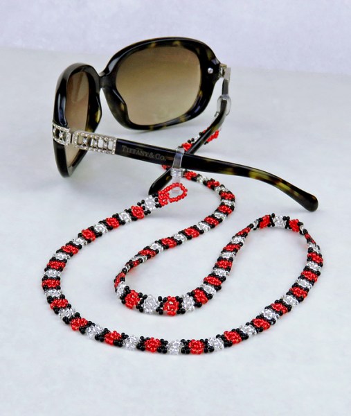 Beaded Sunglass Lanyards Red Silver Black
