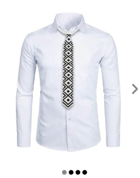 African Beaded Ties Black White