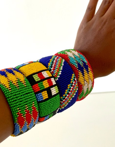 african beaded wide bangles zulu colours