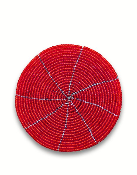 african beaded wire coaster set red