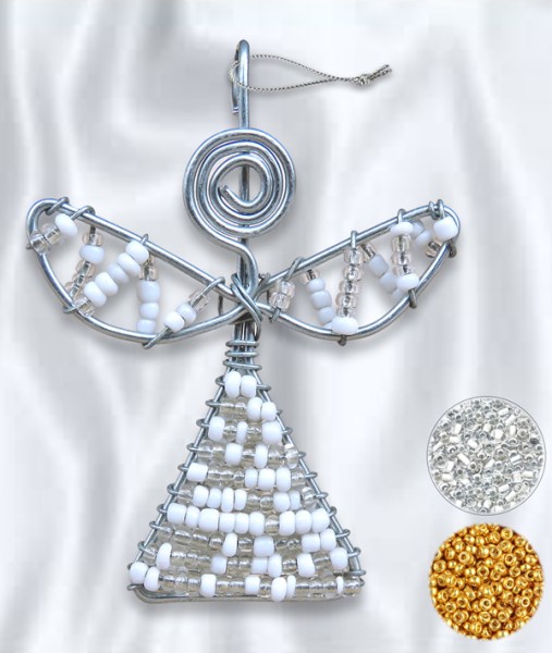 African Beaded Christmas Angel 3 Gold Silver