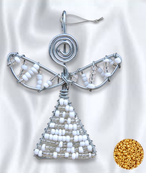 African Beaded Christmas Angel 3 Gold