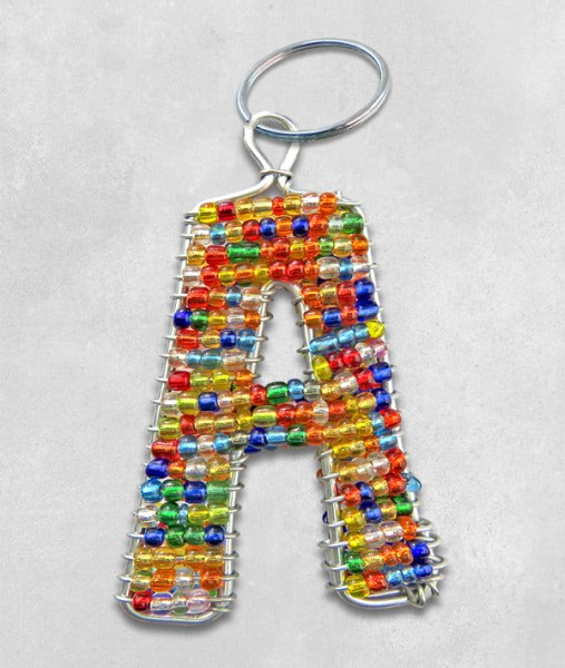 African Beaded Keyring Alphabet Letter A