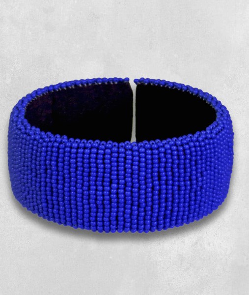 beaded bangle wide dark blue 1