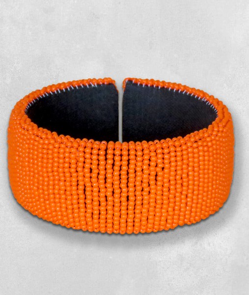 beaded bangle wide orange