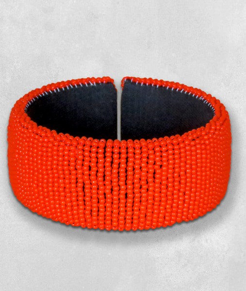 beaded bangle wide red