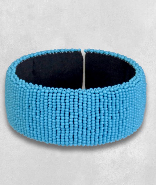beaded bangle wide xhosa plain blue