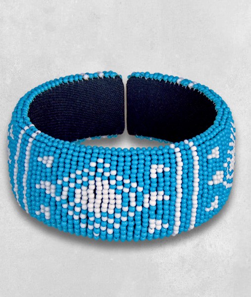beaded bangles wide xhosa blue white 4