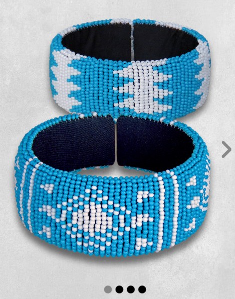beaded bangles wide xhosa blue white 5