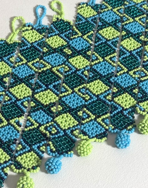 Beaded Bracelets Flat Midi Lime Navy Aqua Jade