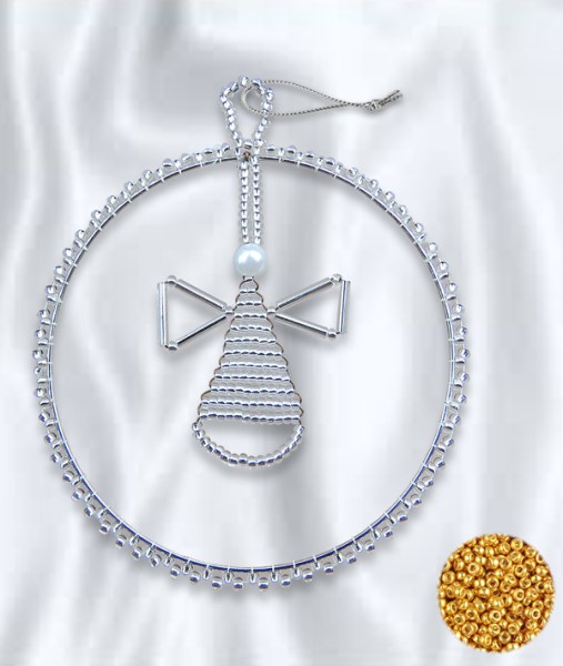 Beaded Christmas Circle Angel Gold