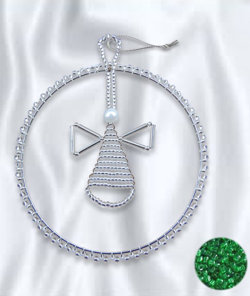 Beaded Christmas Circle Angel Green