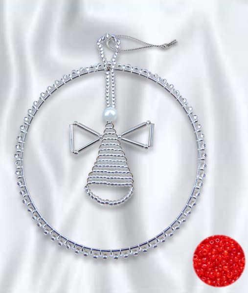 Beaded Christmas Circle Angel Red