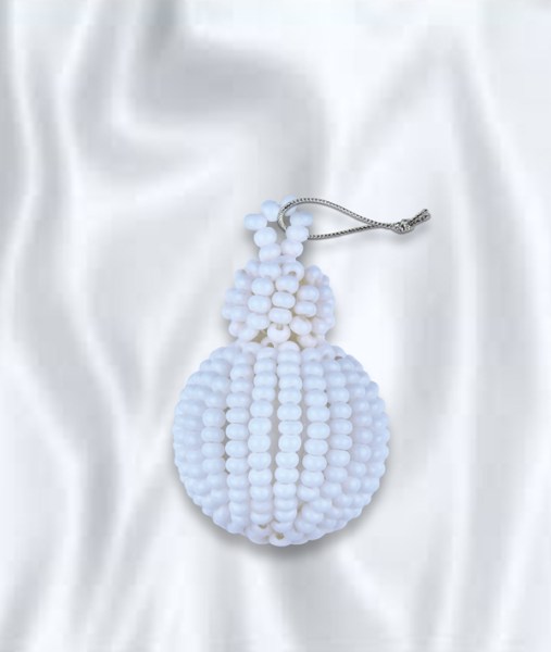 African Beaded Christmas Bobble White