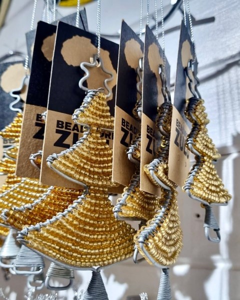 African Beaded Christmas Tree Gold | SOUTH AFRICA