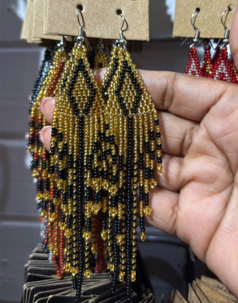African Beaded Earrings Mkuze Gold Black