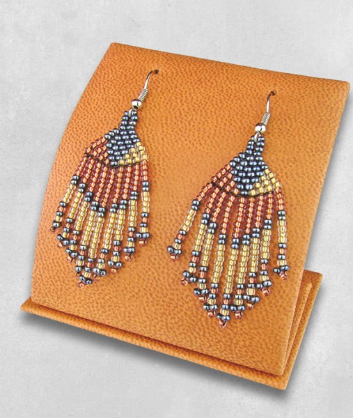 Beaded Short Tassel Earrings Copper Metallic White Gold