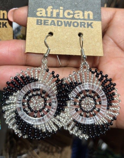 Circle Earrings Silver Black
