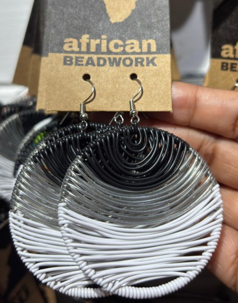 African Earrings Ulusaba Silver Black White