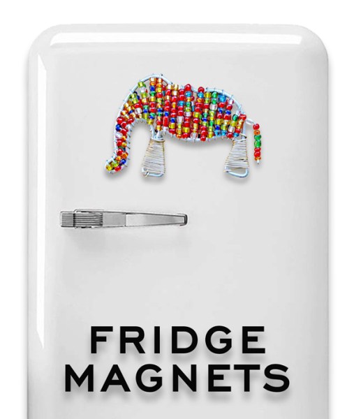 Beaded Fridge Magnet Elephant African Colours
