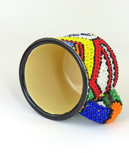 African Beaded Tin Mug Small