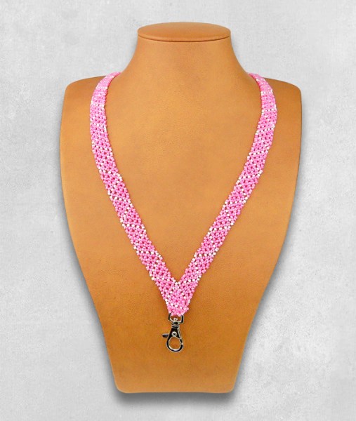 beaded lanyard zigzag stripe pink white1
