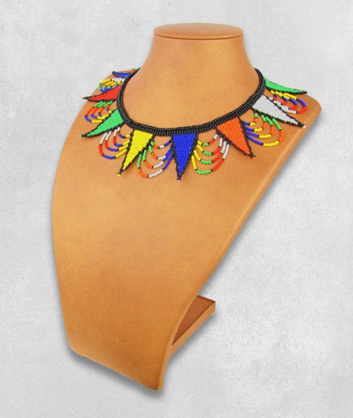 African Beaded Necklace Zulu Spear African Colours