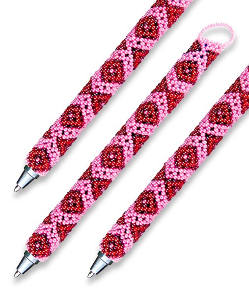 beaded pen geometric cherry pink6