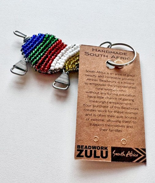 Beaded Keyring Rhino SA Flag Colours