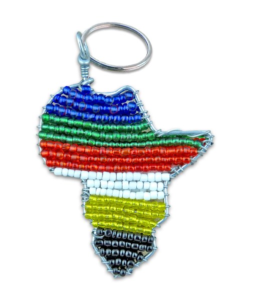Africa Map Beaded Keyring SA Flag