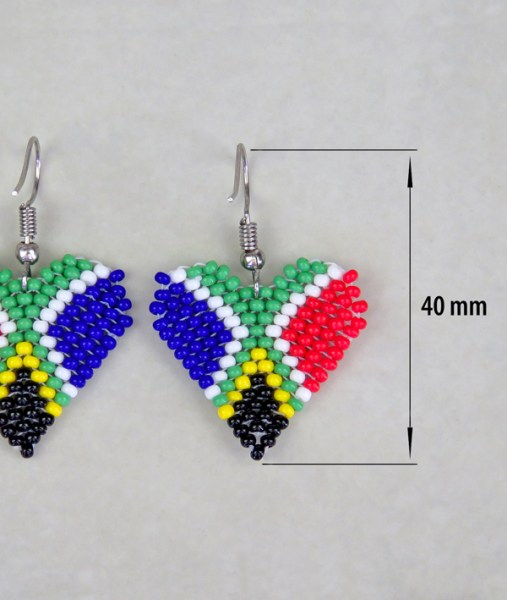 beaded sa flag earrings heart size7