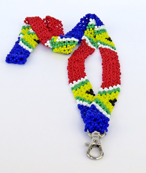Beaded SA Flag Lanyard Wide