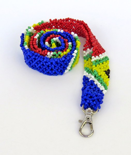 Beaded SA Flag Lanyard Wide
