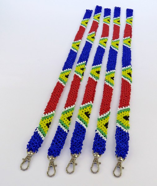 Beaded SA Flag Lanyard Wide
