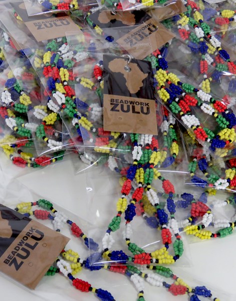 Beaded SA Flag Rainbow Lanyards