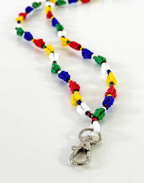 beaded sa flag rainbow lanyard